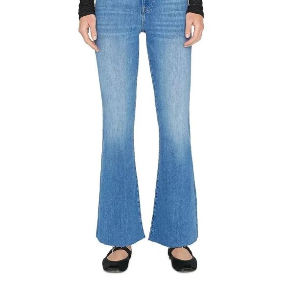 FRAME Le Easy High Rise Flare Jeans Women's 25 Drizzle Denim Button Zip Closure - Picture 3 of 3